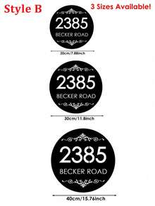 ¡4 tamaños disponibles! Letrero de número de puerta personalizado ovalado/redondo estilo vintage - Placa de número de puerta y dirección estilo barroco en color negro - Letrero de número de puerta - Negro - Ver 6