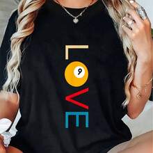 Cotton Love Pool Billiards T-Shirasual Short Sve Shirt - 黑色 - 查看 1