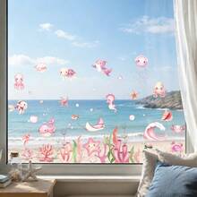 1片/4片夏季海灘靜電窗貼，熱帶度假主題窗貼，含棕櫚樹與鳳梨，可移除裝飾，適用於居家與派對 - 彩色 - 查看 8
