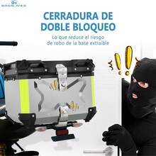 Baúl superior para motocicleta, baúl de aluminio para motocicleta de 45L, bolsa para caja trasera con sistema de bloqueo antirrobo, impermeable, a prueba de óxido y polvo, fácil de instalar, con soporte universal - A - Ver 9