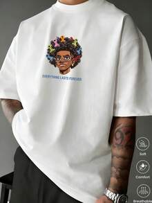 Unisex T-Shirt, 100% Cotton, Regular Fit, Graphic Print, Short Sleeves, Casual Style, Summer Streetwear, Urban Style, Printed Top, Vintage Fashion, Soft And Breathable. - 紫羅蘭色 - 查看 2