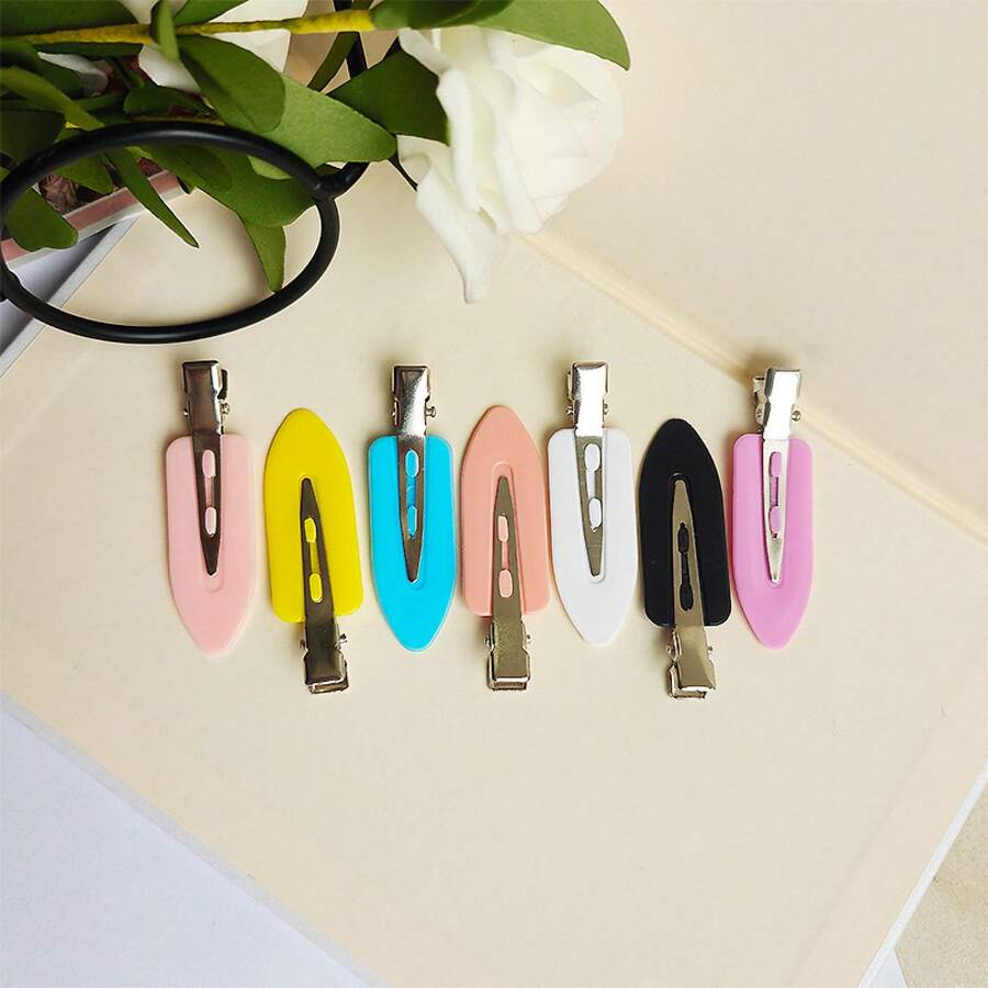 10 Pieces Of Candy-Colored Seamless Hair Clips, Side Clips, Handmade Accessories, Hair Clips - #4 Rose Red - Glossy - View 1