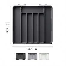 1pc Drawer Organizer, Expandable Kitchen Utensil Tray, Material Cutlery Holder, Adjustable Plastic Spoon Fork Knife Storage, Large Capacity Kitchen Utensil Accessories (Black, Grey, White) - Multicolor - View 18