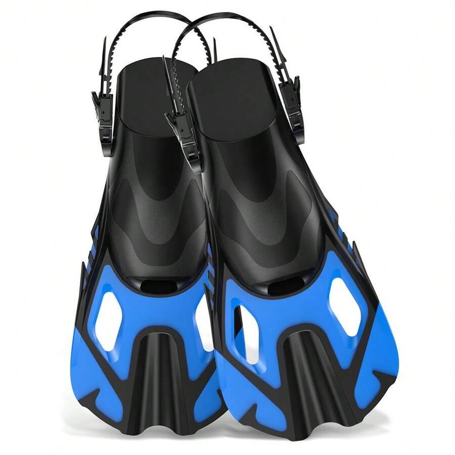JoyMaySun Nadadeiras de Snorkel Curtas Ajustáveis Tamanho Viagem, Unissex, Adequadas para Snorkeling, Mergulho, Design de Calcanhar Aberto, Podem Ser Usadas como Nadadeiras de Natação, Essencial de Praia, Acessório de Praia, Boia de Piscina.