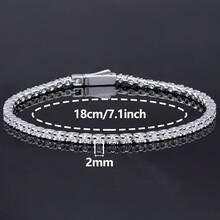 2mm-5mm 100% 莫桑石網球手鍊 925 純銀鍍白金 通過鑽石檢測儀檢測附 GRA 證書 女款禮物珠寶 - 白色 - 查看 4