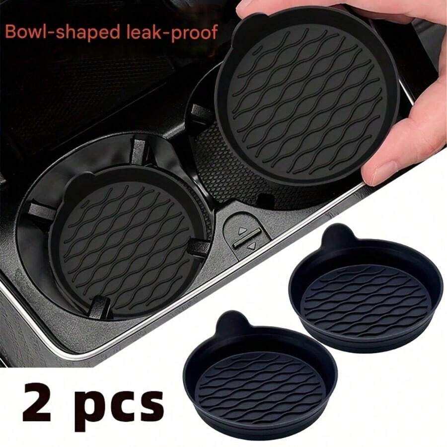 Silicone Car Cup Holder Coaster, Universal Round Anti-Slip Mat For Vehicle Center Console Cup Holder - A - View 1