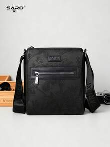 saroxi Men's Embossed Crossbody Bag With Side Pocket, Shoulder Bag, Small Pouch, Multi-Functional For Commuting And Casual Use, Minimalist Style, Black And Brown, Gift For Men, Boyfriend, And Fashionable - Multicolor - View 14