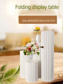 1/3/4pcs - Elegant White Paper Tube Display Stand | Foldable Roman Column Style Paper Tube - Suitable For Christmas, Halloween, Birthday Party, Holiday, Wedding Centerpiece, Party Decor And Paper Vase Combination | Minimalist Design, Event Styling, Holiday Decor, Romantic Theme, Durable Structure, Handmade Appearance, Multi-Functional Decor, Suitable For Event Planners And Home Decorators - Roman Columns - View 3