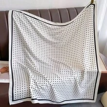 Compact Soft Multifunctional Square Scarf - Suitable For Daily Outings, Shopping, Lightweight To Tie Around Neck And Waist, Fashionable Styling - White - View 2