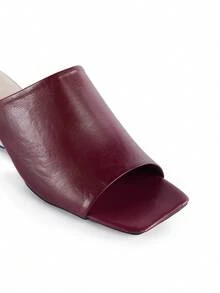 Rollcall Sandal Hak Tinggi Tanpa Tali dengan Ujung Terbuka Warna Merah Anggur untuk Wanita, Sandal Selop Kasual Serbaguna Tanpa Bagian Belakang - Burgundy - View 5