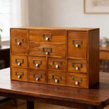 Apothecary Style Drawer Organizer, 12 Drawers For Tea Bags And Herbs - Brown - View 2