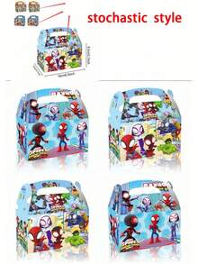 12pcs And His Amazing Friends Themed Candy Boxes, Mixed Cartoon Character Print, Paper Gift Boxes With Handles, Suitable For Cake Decoration And Tabletop Decor, Perfect Gift For Fans Series (Random Styles) - Multicolor - View 7