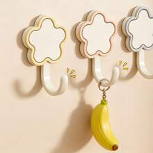 Cute Flower-Shaped Wall Hooks, Drill-Free Strong Adhesive Hooks For Hanging Keys, Hats, Towels And Bags, Waterproof Heavy-Duty Hooks For Bathroom, Kitchen And Entryway, Random Color - Multicolor - View 6