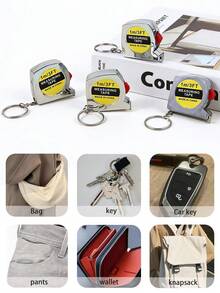 Cinta métrica portátil de acero con llavero, mini regla para proyectos DIY, oficina, carpintería, cinta métrica de 1m, pequeña regla colgante, llavero para coche - Multicolor - Ver 10