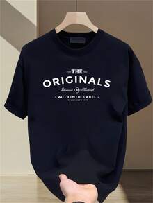 Camiseta de manga corta estampada de marca de alta calidad y a para hombre, top informal, deportivo, holgado, versátil y transpirable para actividades al aire libre. - Negro - Ver 1