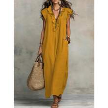 2026 European And American Spring And Summer New Bohemian Flying Sleeves And Ground Length - 墨綠色 - 查看 3