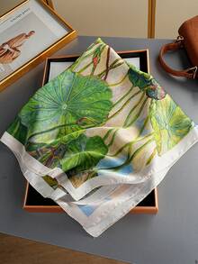 1件奢華花卉絲巾時尚披肩新款印花絲巾熱門 70*70cm 正方形絲巾 27.56英吋正方形絲巾女式頸巾四季通用印花頭巾休閒聚酯纖維 - 彩色 - 查看 8