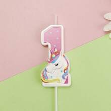 HIBIRTH 1pc Cartoon Unicorn Pink Number Candle Cake Decoration Creative 0-9 Candles Birthday Party Celebration Baking Topper - View 19