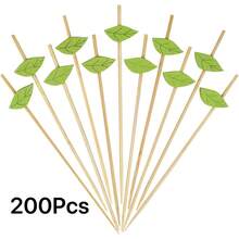 200/100/50/20/10 chiếc tăm xiên thức ăn hình lá xanh nhiệt đới, que trái cây cocktail, tăm xỉa răng lạ mắt, xiên tre 4,7 inch cho tiệc Hawaii, Giáng sinh - màu xanh lá - Xem 11