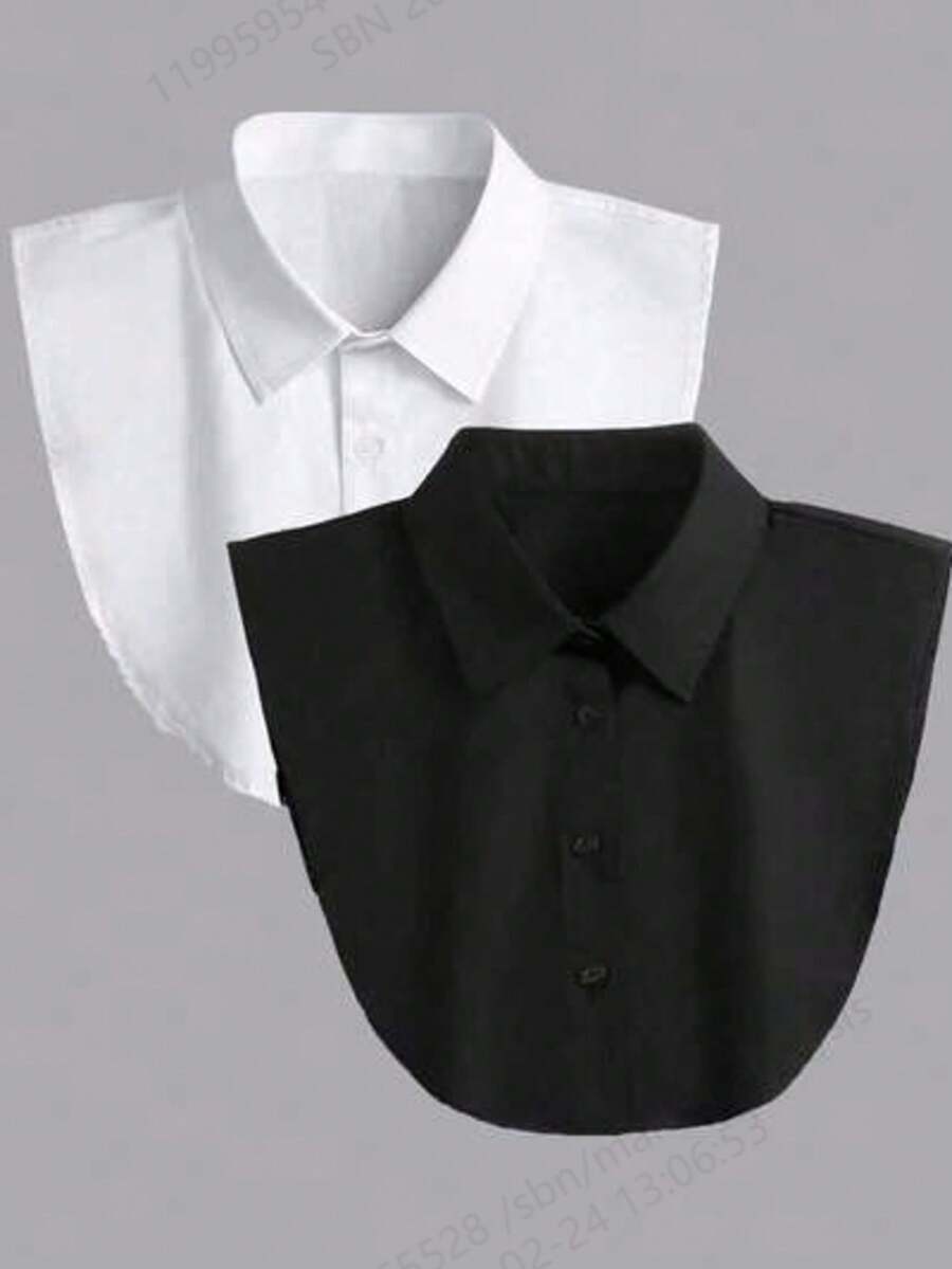 1pc Versatile Shirt Dress With Faux Collar - Multicolor - View 1