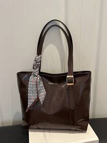 Vintage Large Capacity Handbag For Women, New Minimalist Fashion Versatile Commuter Shoulder Tote Bag - Coffee - View 9