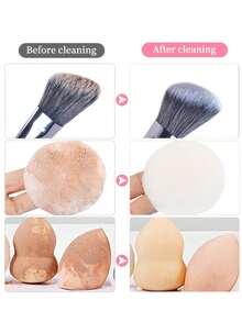 1 pieza Juego de herramientas de limpieza de brochas de maquillaje rosa, juego de herramientas de limpieza de brochas de maquillaje retráctil y reutilizable, adecuado para brochas, esponjas de polvo, esponjas, juego de accesorios de maquillaje, regalo - Multicolor - Ver 2