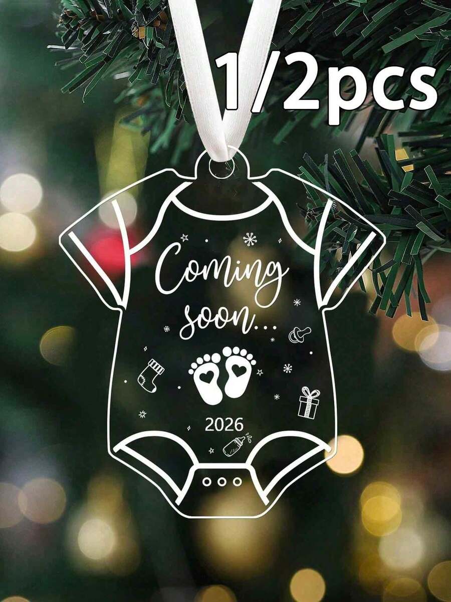 1/2件 2026 即將到來 透明壓克力吊飾，懷孕公告，新父母禮物，聖誕樹裝飾，準父母禮物，家居裝飾，派對節日裝飾，房間裝飾 - 彩色 - 查看 1