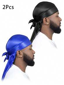 Awegeo 1 pièce Bandana Durag pour hommes, chapeau de pirate en soie, chapeau de pirate décontracté, confortable, doux et respirant pour les sports de plein air - Blanc - Voir 25