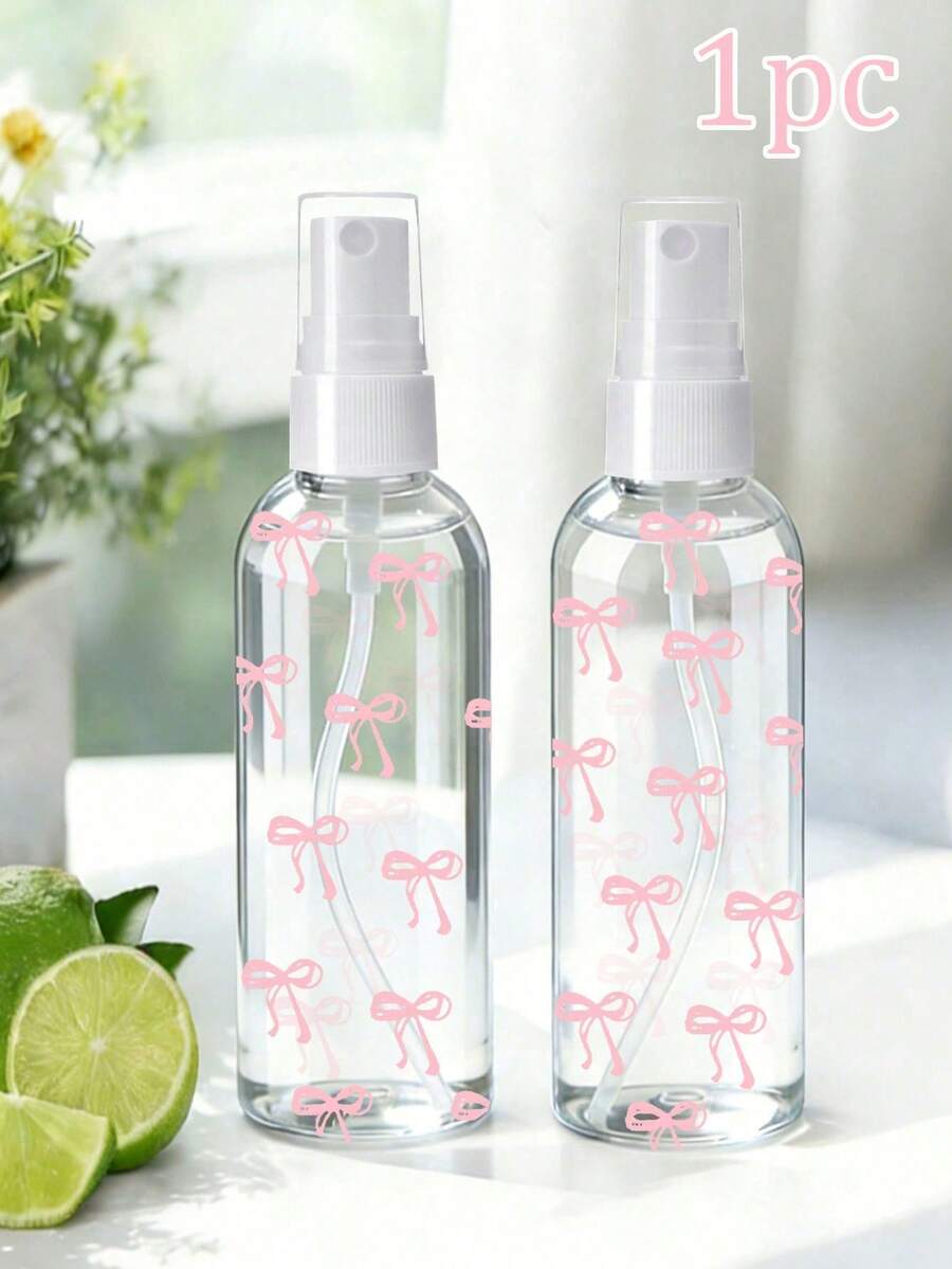 1pc Pink Bow Heart Pattern Spray Bottle - Reusable Portable Spray Bottle, Suitable For Essential Oils, Perfume And Skincare Liquids, Suitable For Hair Salons, Kitchens, Bathrooms, Gardens, Suitable For Travel And Business, Mother's Day Gift, Spring Decor, Travel Essentials (Pattern Randomly Cut) - Multicolor - View 1