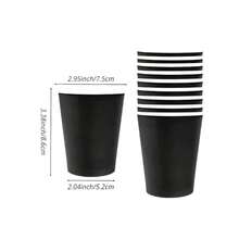 10/20/50/90 Stück Einweg-Partybecher in Schwarz, 9oz Papierbecher, Getränkebecher, Kaltgetränkebecher, Kaffeebecher, Wasserbecher, perfekt für Geburtstagsfeiern, Hochzeiten, Schulanfang, Muttertag - Schwarz - Übersicht 2