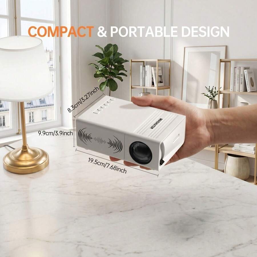 Proyektor Mini, Kompatibel Dengan, Termasuk Remote Control, Dapat Terhubung ke Smartphone, Mendukung Resolusi 1080P, Cocok untuk Penggunaan di Luar Ruangan dan Home Theater - Putih - View 1