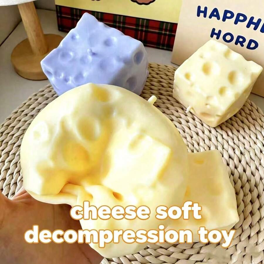 1pc Coconut Oil Flour Cheese Squishy Toy, Stress Relief Squeeze Toy, Prank Gadget - Multicolor - View 1
