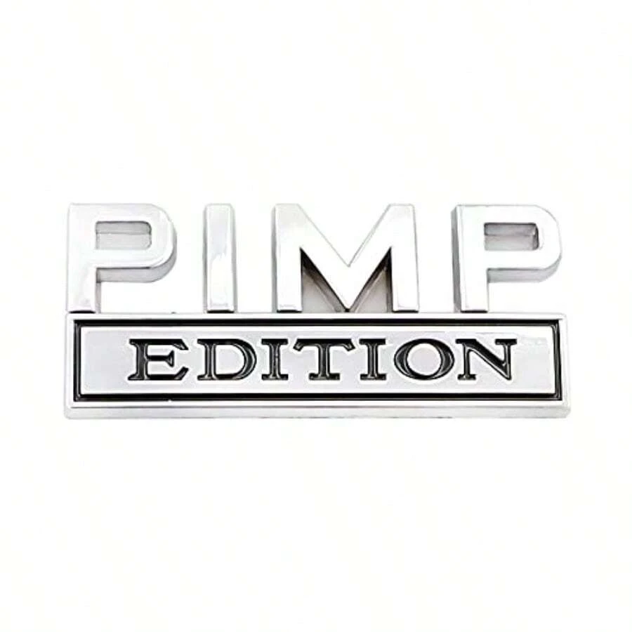Pimp Edition Emblem Car Side Rear Front Hood Trunk Door Fender Bumper Metal Badge 3D Decal Sticker Fit ForF150 F250 F350 Silverdo 1500 2500 Sierra GMC Chevy CarTruck SUV Silver Black (CR-PE) - 銀黑 - 查看 1