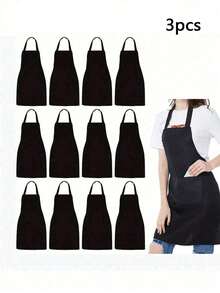 1/2/3/5/8/10/12/15/20pcs, Polyester Apron For Women,Simple Style Black Apron With Pockets, Thickened Waist Apron, Fashion Housework Kitchen Household Workwear, Kitchen Supplies - Multicolor - View 10