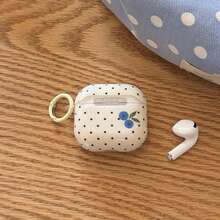 Korean Style Minimalist White With Black Polka Dot Blueberry Earphone Case With Hanging Ring Compatible With Airpods 4th Generation Cute Earphone Cover Apple 2nd Generation 3rd Generation New Protective Case Pendant Airpodspro 3 Korean Style Earphone Case Pro 2 Girls Earphone Case Protective Cover Spring Summer Earphone Case Birthday Gift Holiday Gift - Off White - View 5