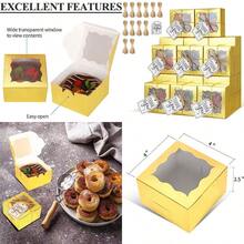 KPOSIYA - 1 cajas de panadería doradas con ventana cajas individuales para cupcakes de.16 x.16 x 6.35 cm caja de regalo de papel kraft dorado para pasteles galletas pasteles donas - Aire - Ver 1