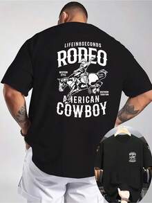 Men's Western Cowboy Print T-Shirt - Short Sleeve With Rodeo And Country Music Motifs, Breathable Knit Fabric, Wrinkle-Resistant Summer Casual Shirt - 白色 - 查看 8