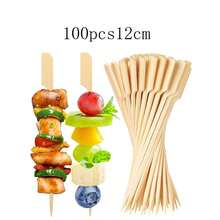 400/300/200/100/50/20pcs Appetizer Bamboo Skewers, Long Cocktail Picks, Fancy Appetizer Toothpicks, Flat Paddle Wooden Food Sticks, For Party Drinks, Fruit, BBQ, Charcuterie Board Accessories - Apricot - View 12