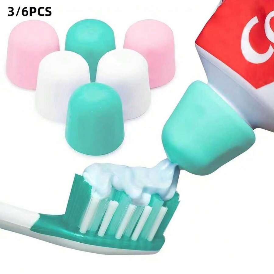 Automatic Closing Toothpaste Cap Dispenser - Adult Bathroom No-Waste Cap Dispenser - No Mess Toothpaste Cap - Toiletries Accessory - Easy To Use (Random Color)