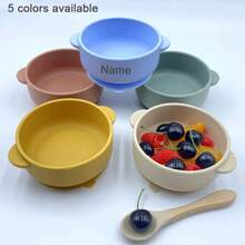 Silicone Baby Feeding Set With Suction Cup, Customizable Name, Baby Food Set, Spoon And Fork,  Baby Tableware. - Beige 2pcs - View 5