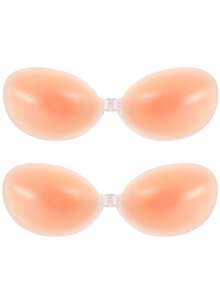 1/2 Pairs Women's Solid Color Silicone Adhesive Bra, Push-Up Nipple Covers With Thin Padding, Suitable For Daily Wear - Multicolor - View 18