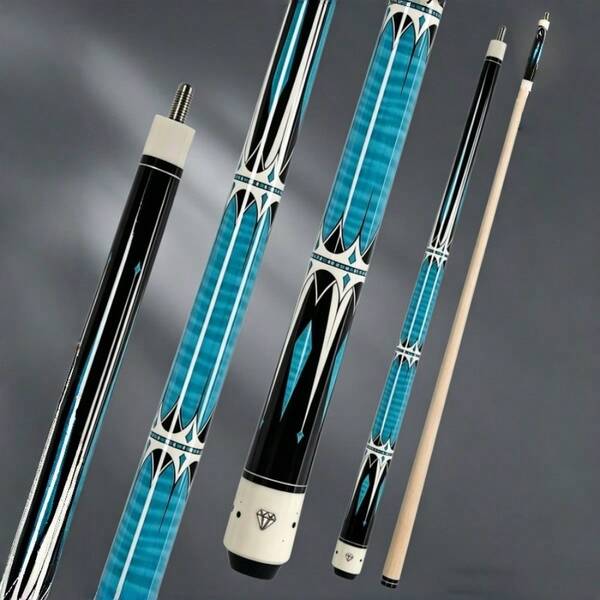 Kit de taco de billar 4 en 1, taco azul con punta de 12,5 mm, vara de arce duro de primera calidad, completo con bolsa para taco, guante y tiza para jugar.