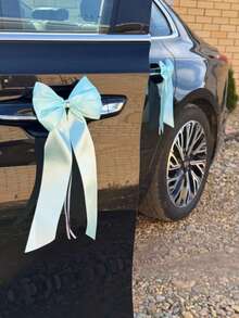 4pcs Wedding Car Decoration Bows, Rhinestone Satin Bows, Wedding Car Decoration Set - View 5
