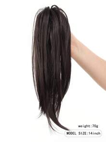 Synthetic Clip-In Hair Extensions, Straight Hair Extensions, Curly End Short Ponytail Hair Extensions, Suitable For Women's Daily And Holiday Use - Multicolor - View 2