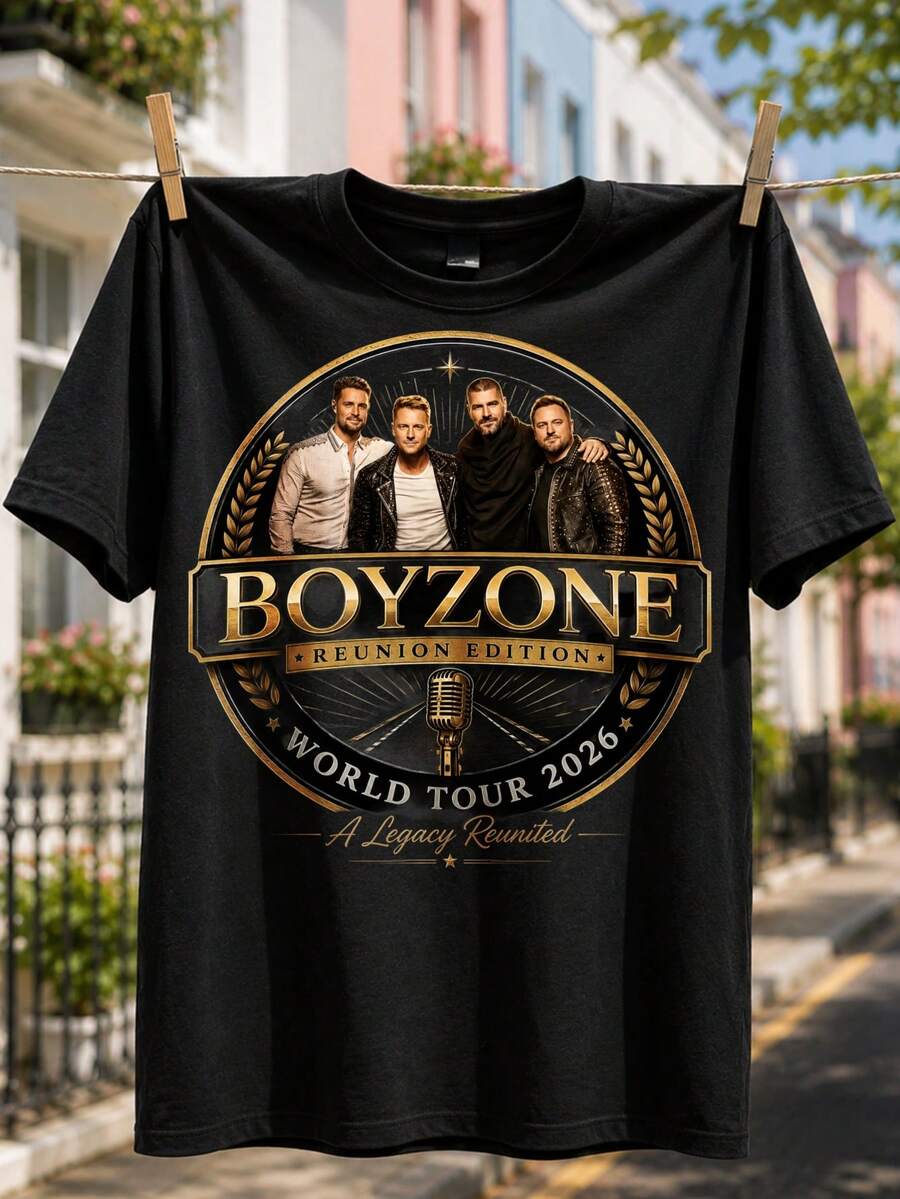 Boyzone's "One For The Road" 2026 Tour T-Shirt90s Boy Band Tee One For The Road Tee Boyzone Fan Merch Boyzone Tour Summer Clothes Women Mandalorian - 黑色 - 查看 1