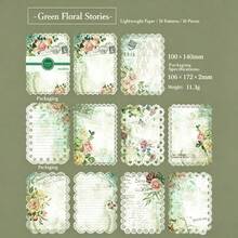 1 Pack 10 Sheets Vintage Botanical Floral Letter Paper Vintage Hollow Border Decorative Background Material Paper - A - View 8