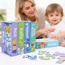 1 Set Double-Sided Double-Pattern Cartoon Puzzle, Animal, Transportation, Letter, Birthday, Multiple Patterns, Baby Hands-On Assembly, Picture Recognition, Early Education Desktop Toy - Multicolor - View 10