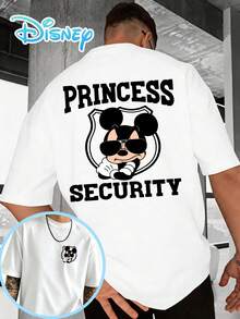 Disney Officially Authorized, Mickey "Princess Security" - Fun T-Shirt With Loose-Fitting, Short-Sleeved Cotton Fabric, Men's Summer Wear, Couple's T-Shirt, Holiday T-Shirt - 白色 - 查看 1