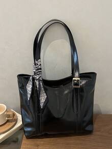 Vintage Large Capacity Handbag For Women, New Minimalist Fashion Versatile Commuter Shoulder Tote Bag - Black - View 8
