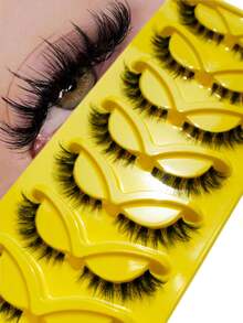 7 Pairs Luxury Thick & False Eyelashes - Dense & Fluffy, Cat Eye False Eyelashes Create Dewy Makeup Look, Moisturizing Feel, Reusable - View 6